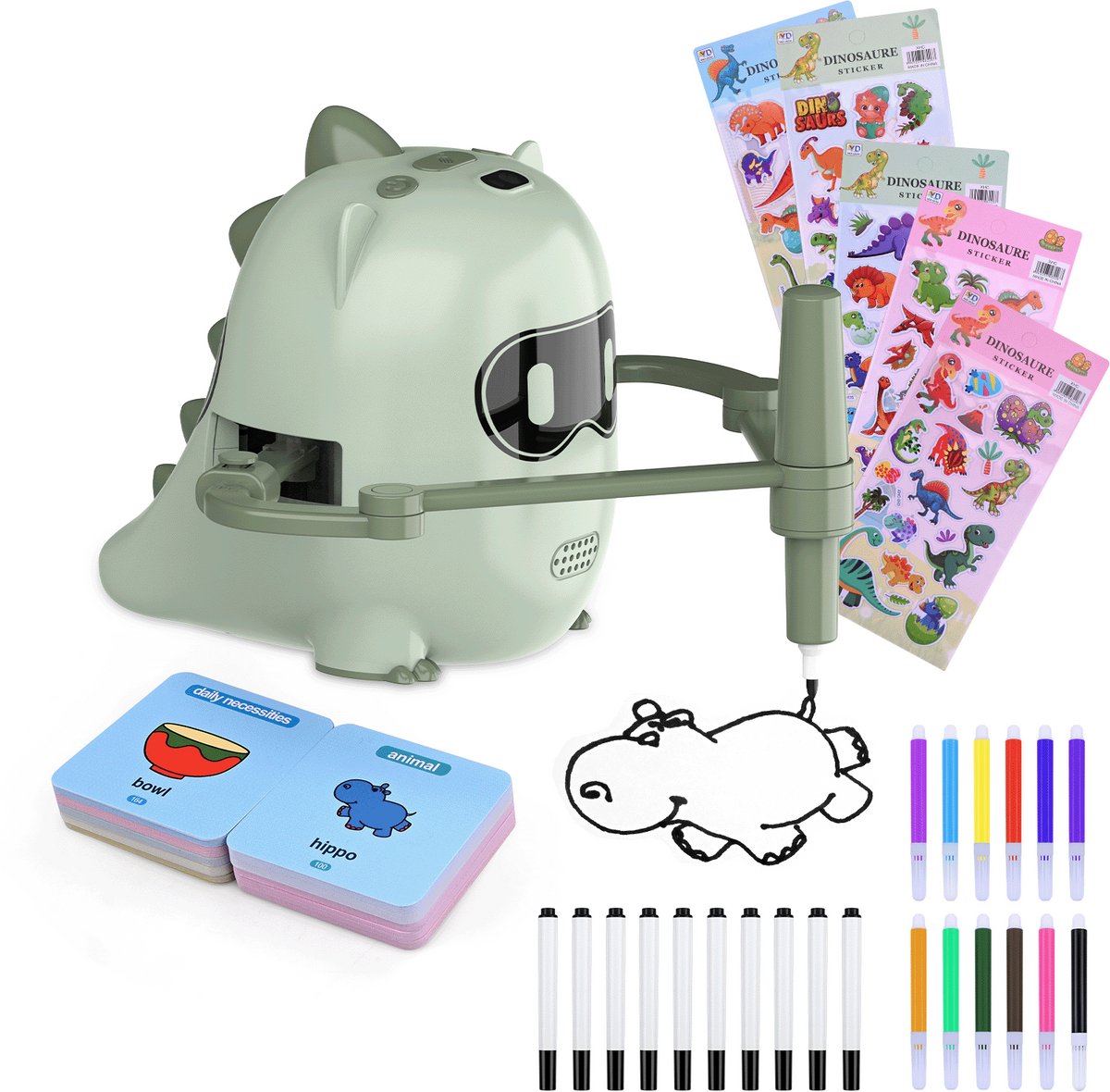 Tekenrobot voor Kinderen van MMOBIEL – Interactief Educatief Speelgoed met 200 Tekenkaarten, 100 Stickers, Stembegeleiding, 22 Stiften & USB-C Oplaadbare Batterij – Creatief Cadeau voor 3-9 Jaar