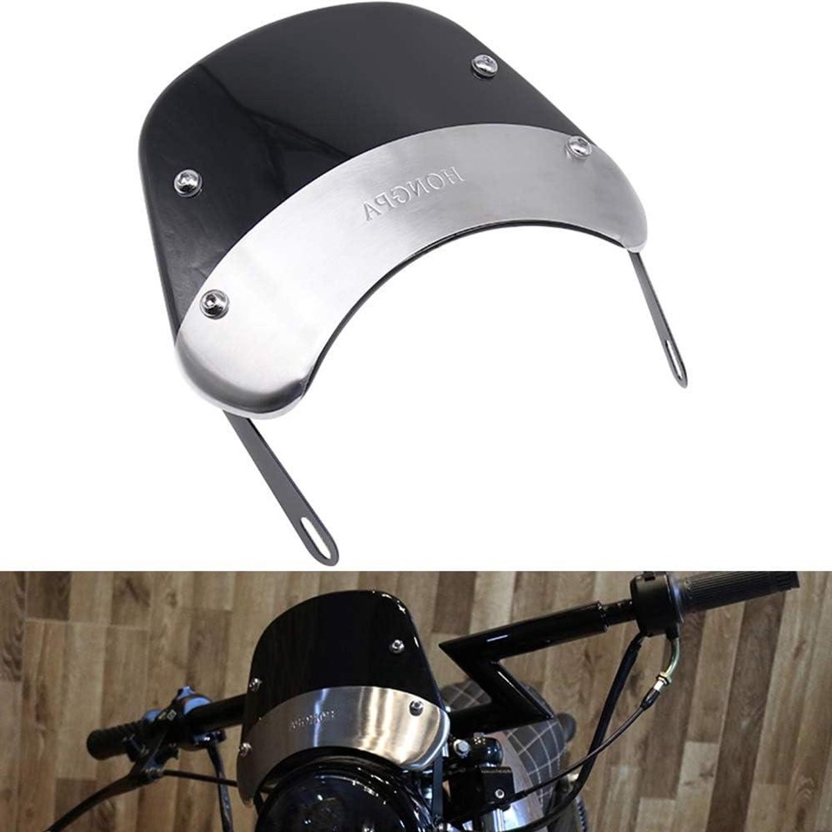 Motorfiets Kuip - Voorruit Deflector - Bescherming Rijden - Universele Pasvorm - 5-7 Inch - Zwart