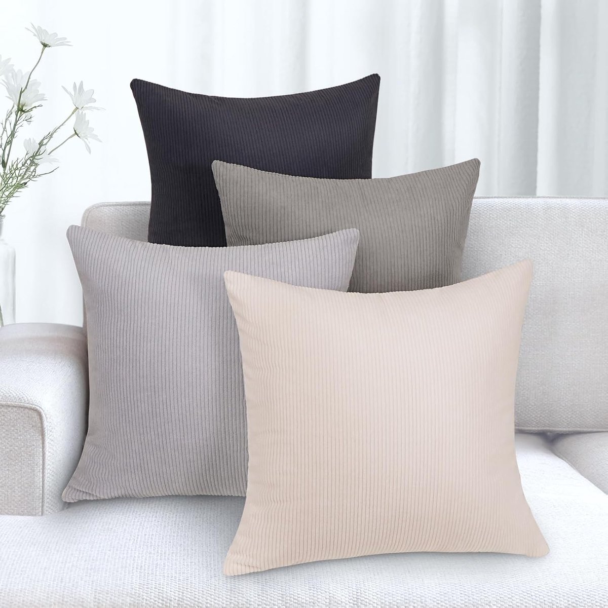 Corduroy Kussenhoes 40 x 40 cm, Zachte Decoratieve Kussens voor Bank en Slaapkamer, Kerst Kussenhoezen, Luxe Kussenset