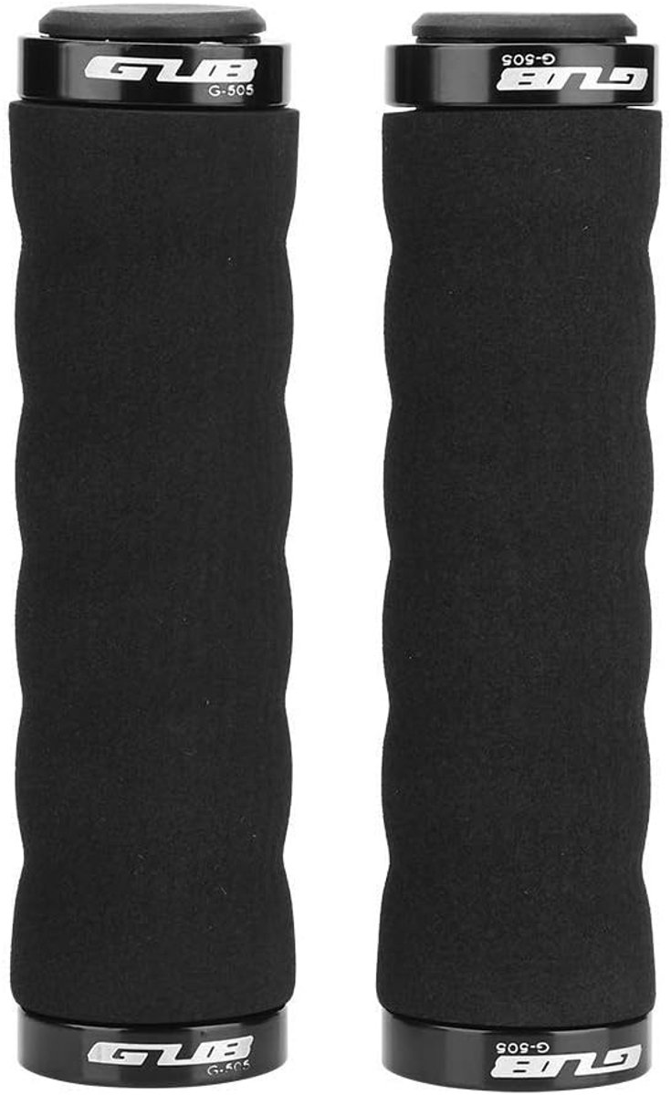 Fiets stuurhandgreep - zwart rubber materiaal - met locking ring - comfortabel grip - ShopVlot