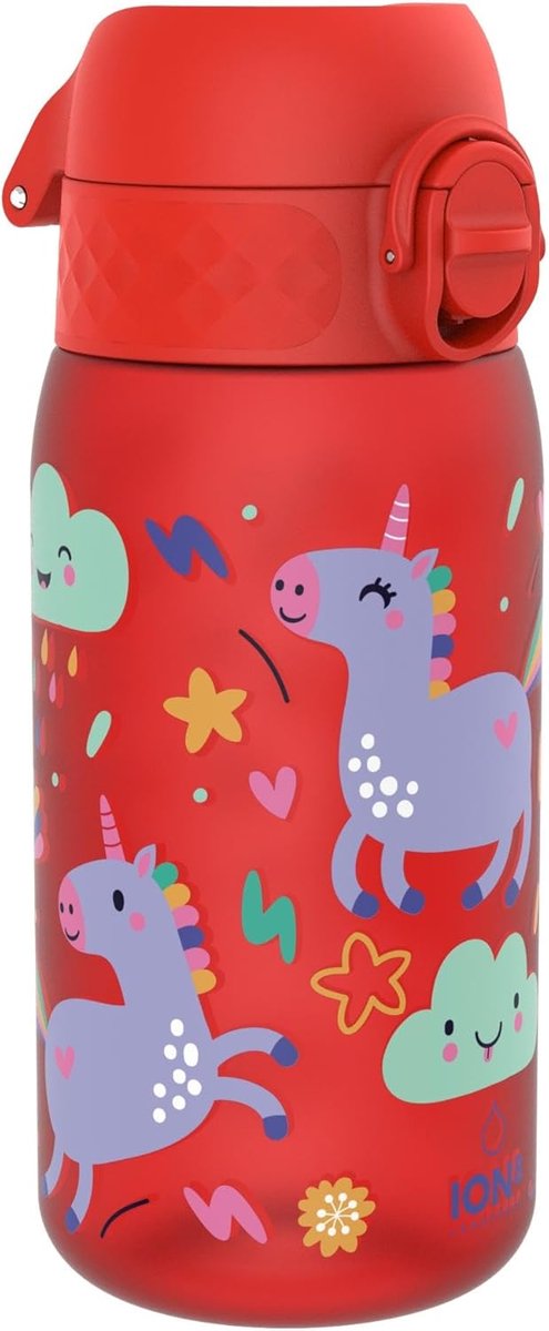 SnelShoppen - Ion8 Drinkfles voor Kinderen 350 ml - Lekvrij, Eénhandige Opening, Veilige Vergrendeling, Vaatwasmachinebestendig, BPA-vrij, Draaggreep,
