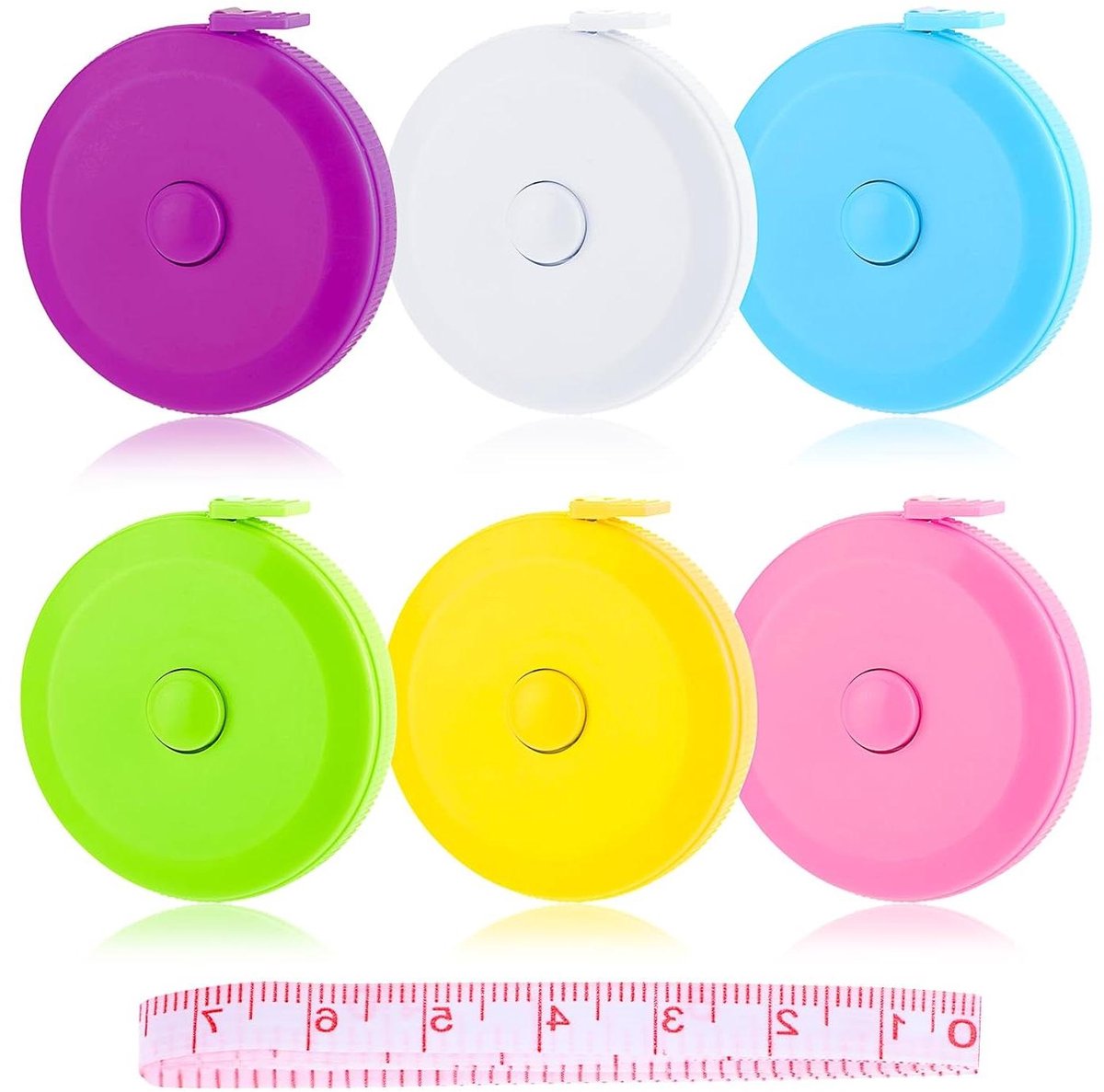 Meetlint Set - Zachte Liniaal - Kleding Maken - Intrekbaar Automatisch - 6 Stuks 150cm - Multicolor