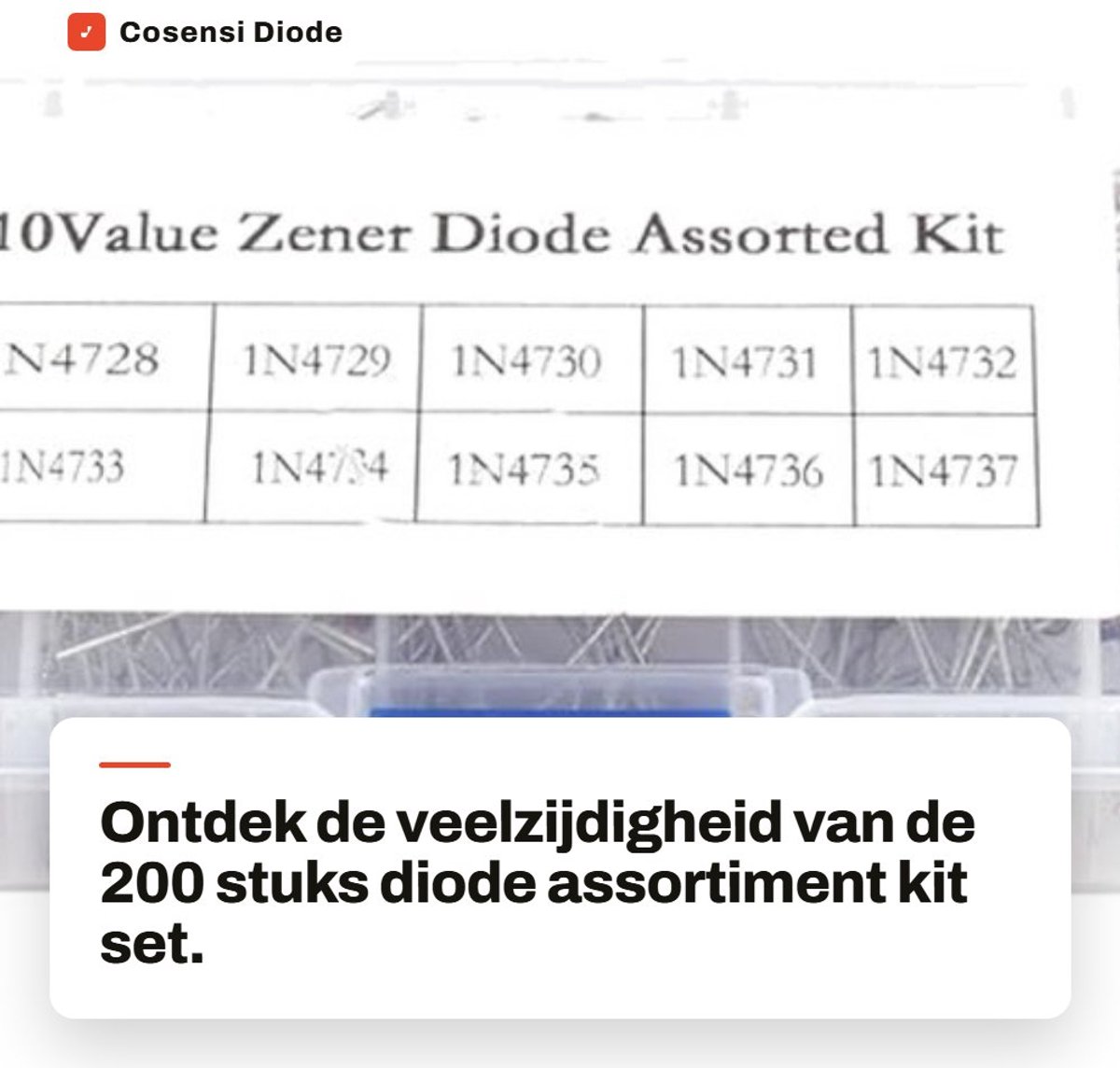 Dailygoods - Diode Assortiment Kit Set - 200 Stuks - Hoogwaardige Kwaliteit - Doorzichtige Doos - Elektronica Componenten - Voor Hobbyisten en Profess...