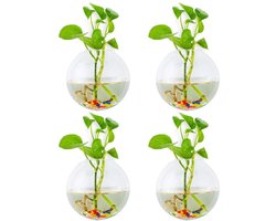 Dailygoods- Plantenbakken Muur - 4 Stuks Glazen Plantenpotten - Terrarium Container - Decoratie Binnen/Buiten - Hoog Borosilicaatglas - DIY Mogelijkheden - Plantenpot