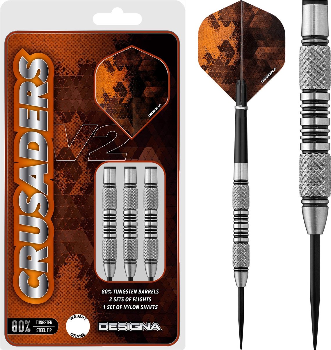 Dailygoods - Designa Crusader V2 Dartpijlen met Stalen Punt, 20-24 g