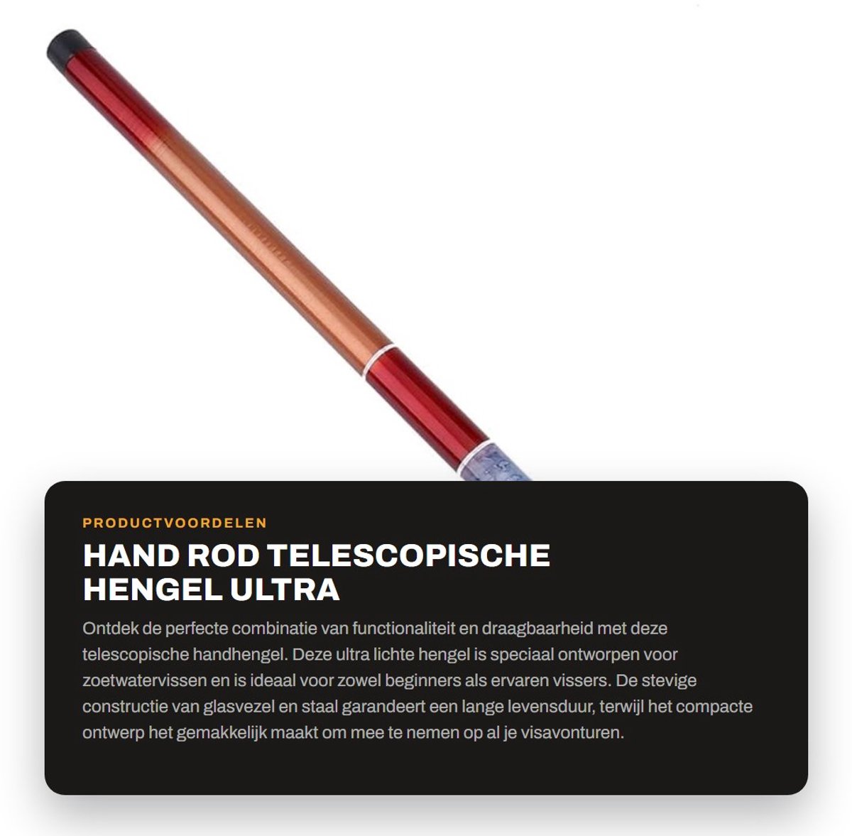 Dailygoods- Handhengel Telescoop - Ultra Licht - Zoetwater - Harde Visuitrusting - Vaste Stok - 1,8 oz Gewicht - Vishengel