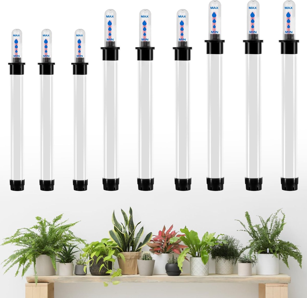 Dailygoods- Waterstandsindicator 9 Stuks - Vochthoogtemeter voor Planten - Plantengietindicator - Hydrocultuurplanten - Nauwkeurig en Betrouwbaar - Geschikt voor Diverse Bloempottypen - Vochtemeter