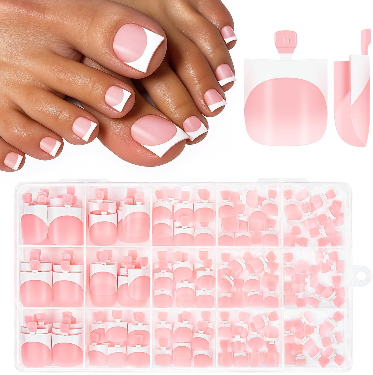 Dailygoods- Teennagels 150 Stuks - Franse Kunstnagels - Press-on Nagels - Korte Vierkante Nagels - Volledige Dekking - Duurzaam ABS-Materiaal
