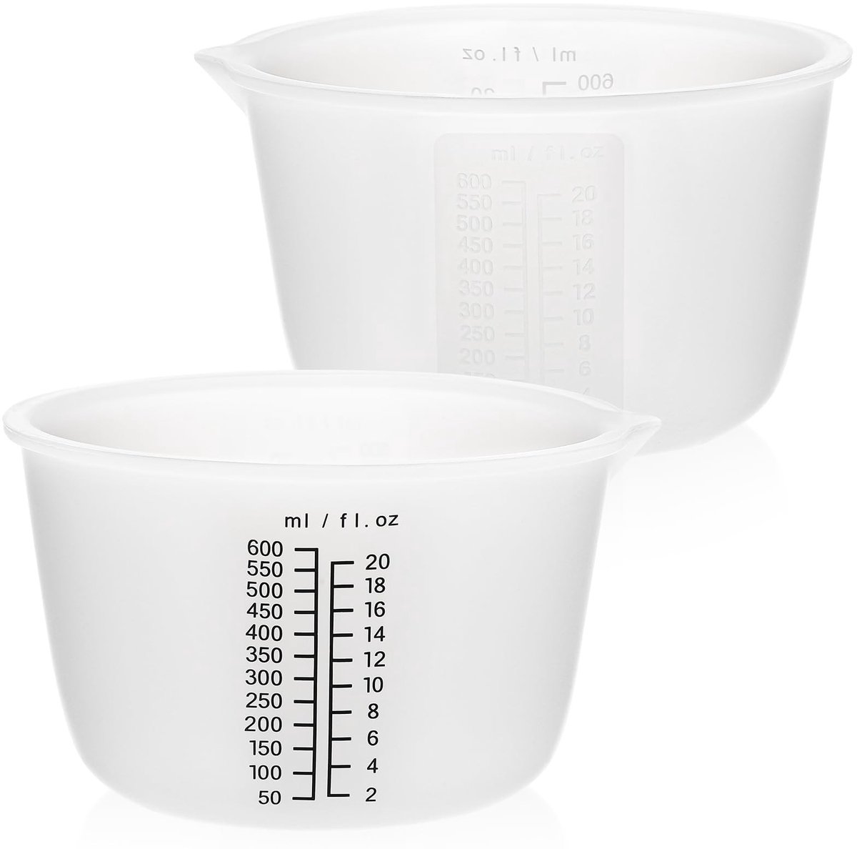 Dailygoods- Siliconen Bekers 600ml - 2 Stuks - Herbruikbaar - Maatbeker - Gietvormen - Knutselen - Premium Kwaliteit