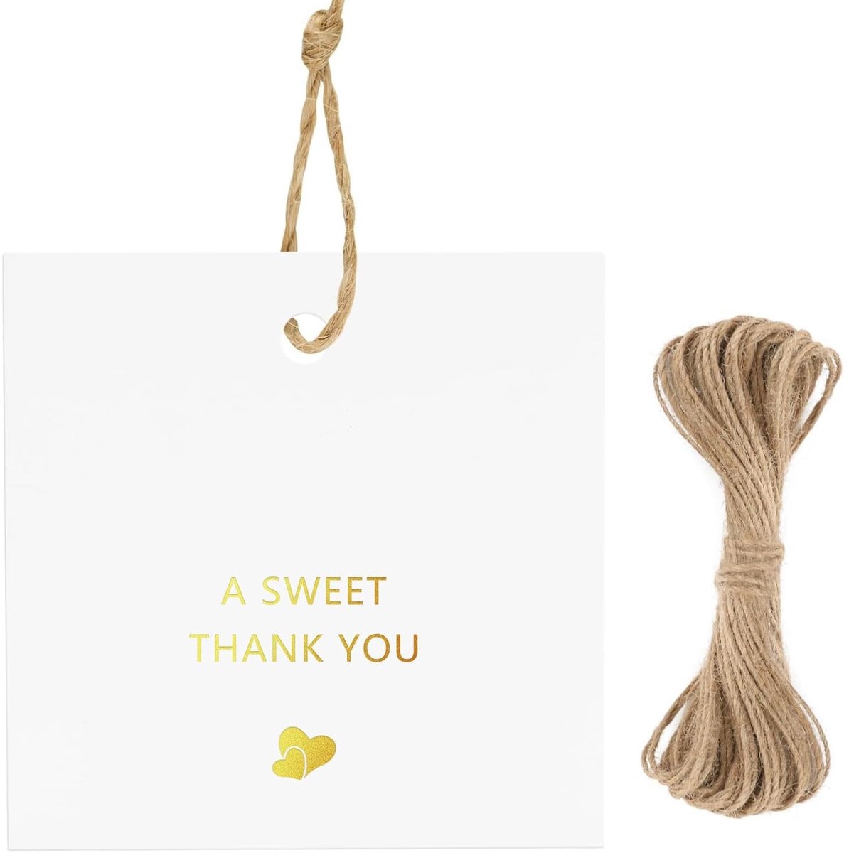 Dailygoods- Bedanklabels 50 Stuks - Kraftpapier - Gouden Folie - Cadeaulabels - Bruiloften/Babyshowers - Schokbestendig - Vervagen Niet Snel - Cadeaukaartjes
