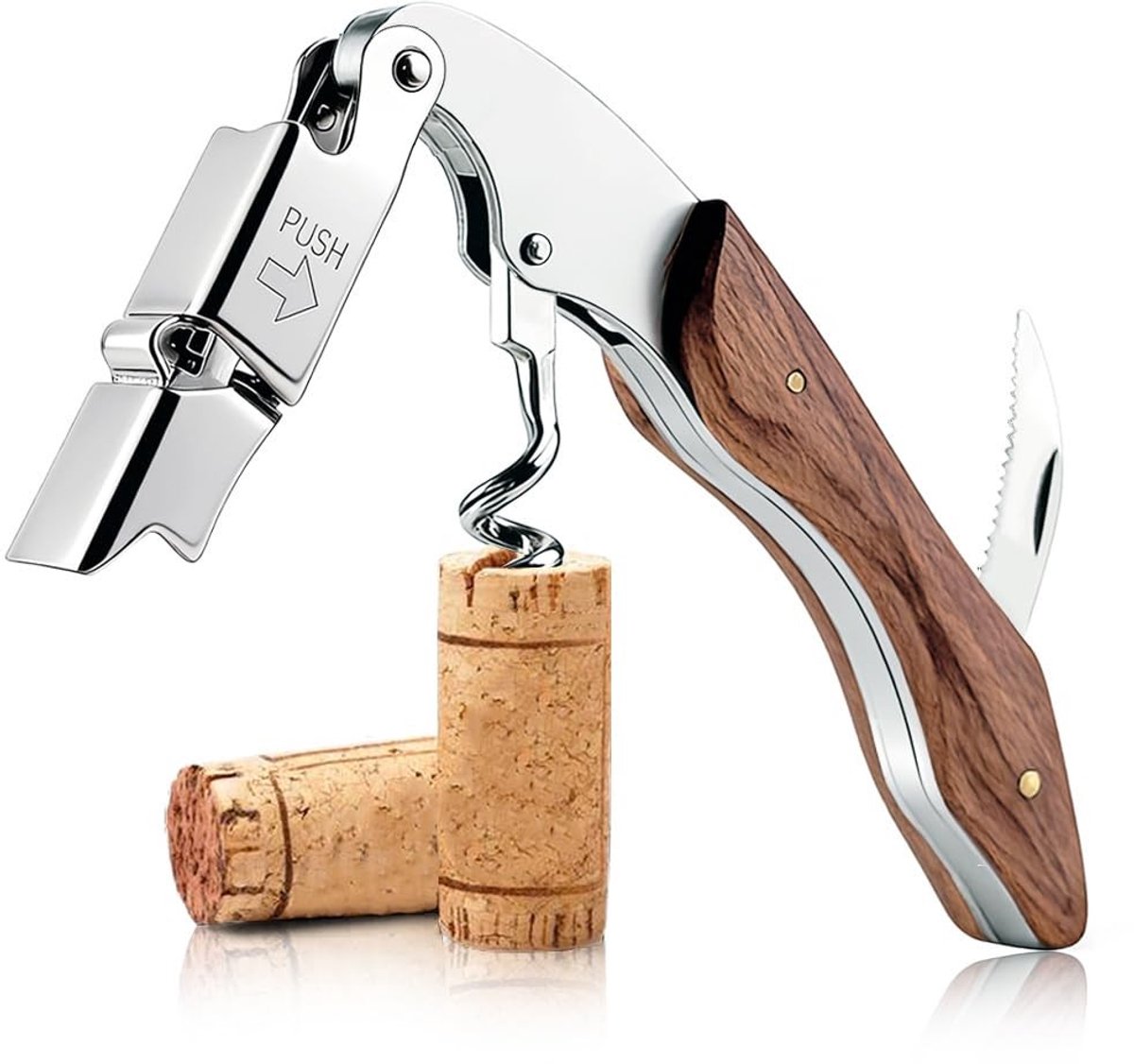 Dailygoods- Kelnersmes Professioneel - Kurkentrekker - Opvouwbaar - RVS - Foliesnijder - Wijnaccessoire - Wijnopener