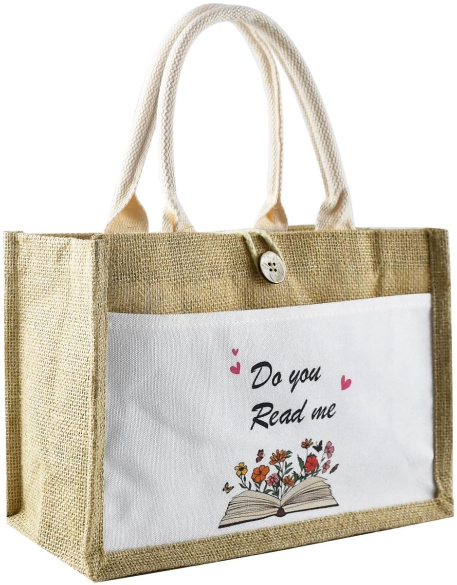 Dailygoods- Jute Tas Gepersonaliseerd - Boodschappentas - Handtas - Opbergcapaciteit - 32 x 21 x 12 cm - Geschikt voor dagelijkse voorwerpen