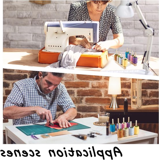 Houten Draadrek voor 8 Spoelen, Draadorganizer voor Borduren en Quilten, Ideaal voor Haarknotjes en Creatieve Projecten — afbeelding 2