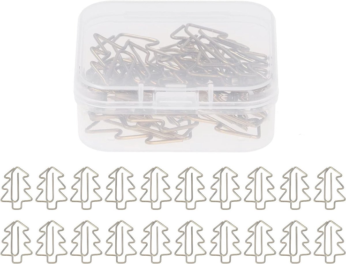 20 Stuks Kerstboom Paperclips in Geschenkvorm voor Kantoor, School en Bruiloft Decoratie - Roze Gouden Boekmarkeringen en Planner Clips