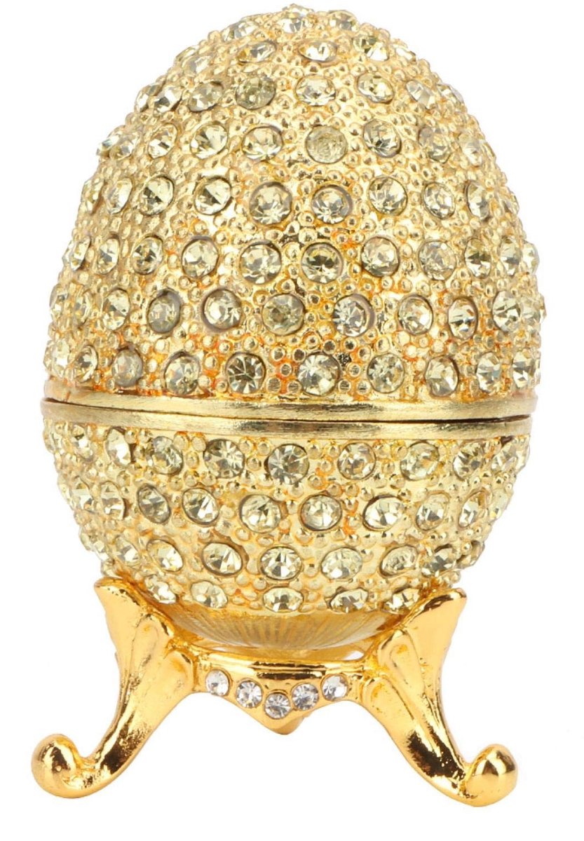 Dailygoods - Vintage Emailleren Eieren - Handbeschilderd - Glanzende Diamanten - Juwelendoos - Voor Dames - Decoratieve Sieradenbox