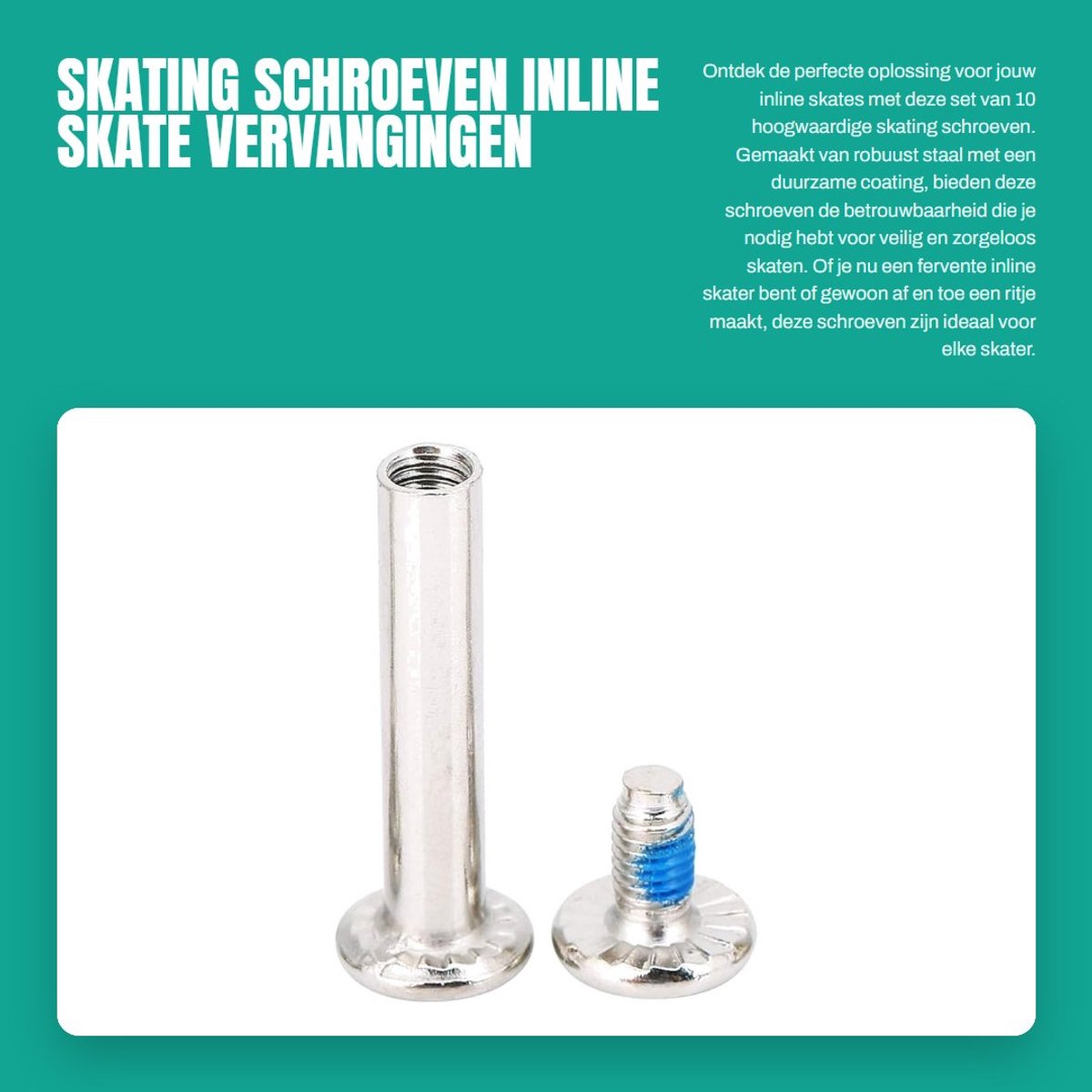 Dailygoods- Skating Schroeven 31 mm - Set van 10 Stuks - Vervanging Inline Skate - Stalen Constructie - Duurzaam - Eenvoudig te Installeren - Wielbouten
