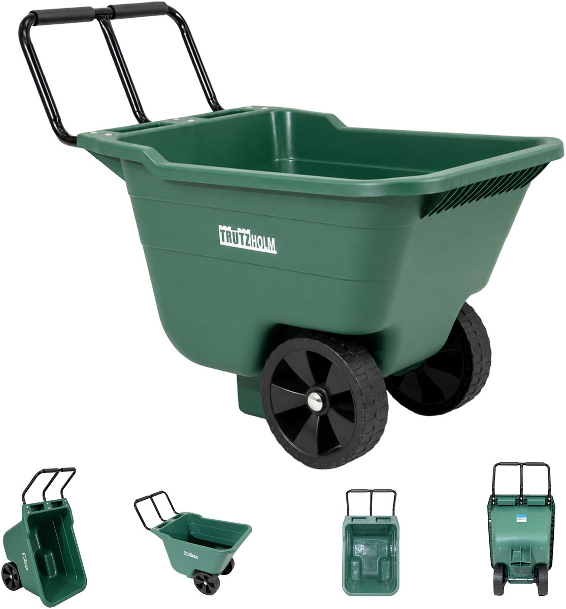 Tuinkar Kruiwagen, kantelvast 250 kg draagvermogen Kunststof bak Stalen handvat PU wielen 98x55x64 cm
