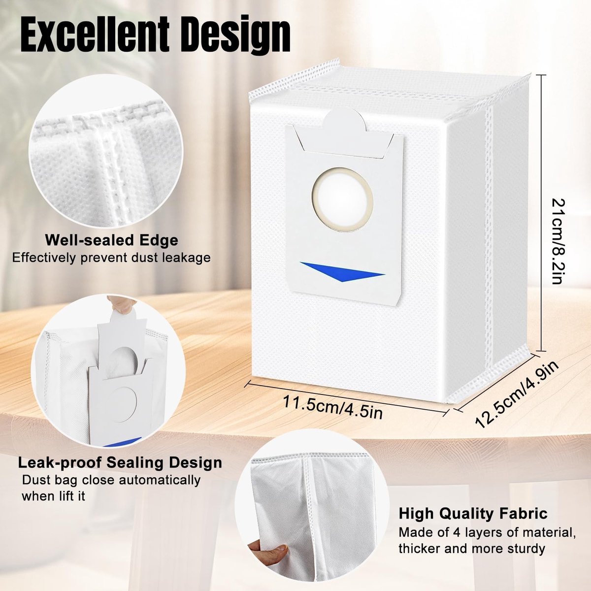 Dailygoods- Stofzakken 12 Stuks - Vervangende Onderdelen - ECOVACS DEEBOT X2/X2 Omni - Duurzaam - Auto-Leeg Station - Hoogwaardige Materialen - Stofzuigerzakken