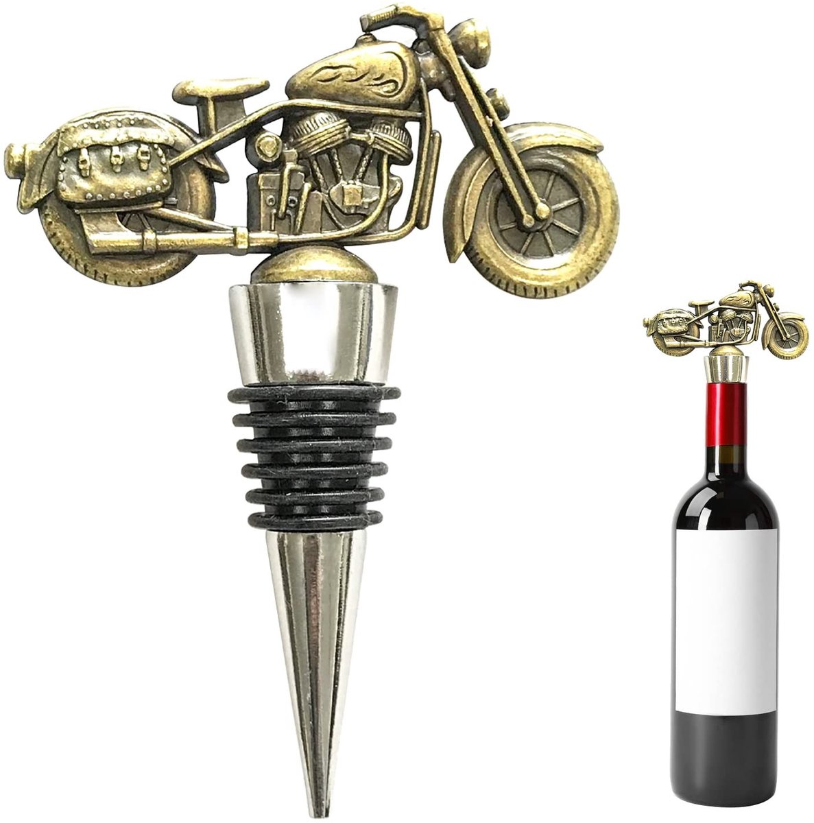 Dailygoods- Wijnflessensluiting motorfiets - Flessenstop - Wijnaccessoires - Grappig cadeau - Decoratief - Voedselveilige siliconen - Wijnstopper
