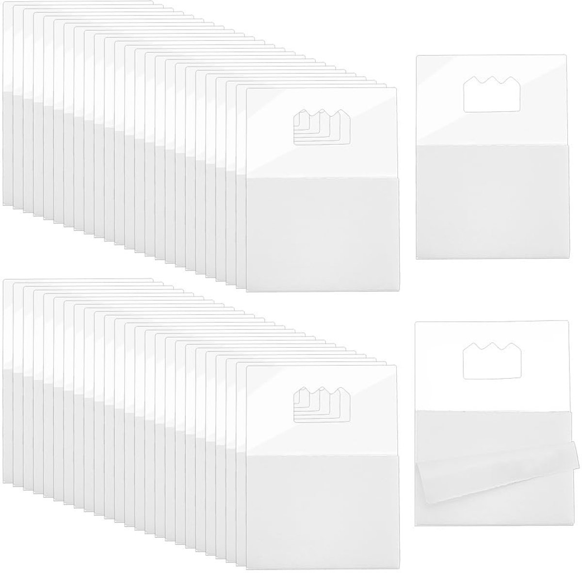 Dailygoods- Fotohangers 50 Stuks - Zelfklevend - PVC Achterkant - Ophanghaken - Display Tags - Duidelijke Afmetingen 47,5x64 mm