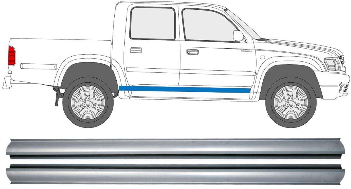 Reparatie dorpel voor Toyota Hilux 1998-2005 / Links = Rechts / Set