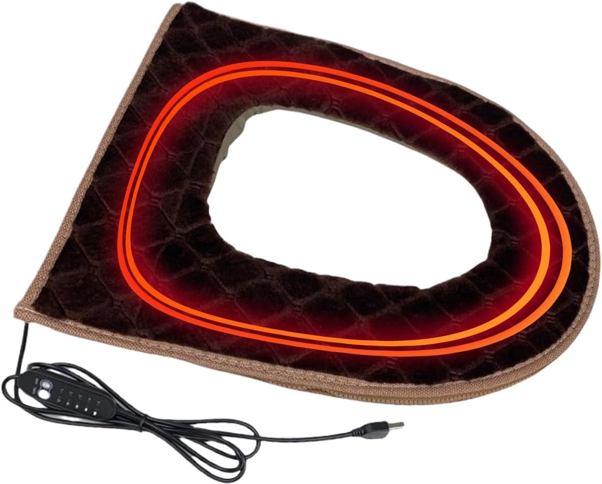 Verwarmde Toiletbrilhoes - Toiletkussen - Comfort Verwarmen - Vijf Warmtestanden - 43x37cm - Bruin