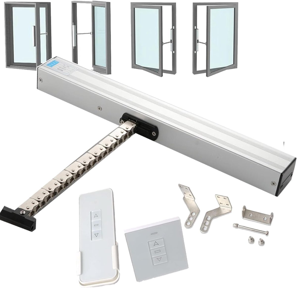 Automatische Raamopener - Kettenp Actuator - Ventilatie Verbeteren - Afstandsbediening Inbegrepen - 300-1000mm Slag - Zilver