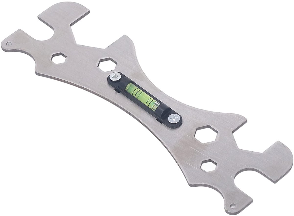 Dailygoods- Douchesleutel Multifunctioneel - Roestvrij Staal - Installatie/Demontage - Ergonomisch Ontwerp - Zelfnivellerende Meter - Schroefopeningen 8-29 mm - Installatiesleutel