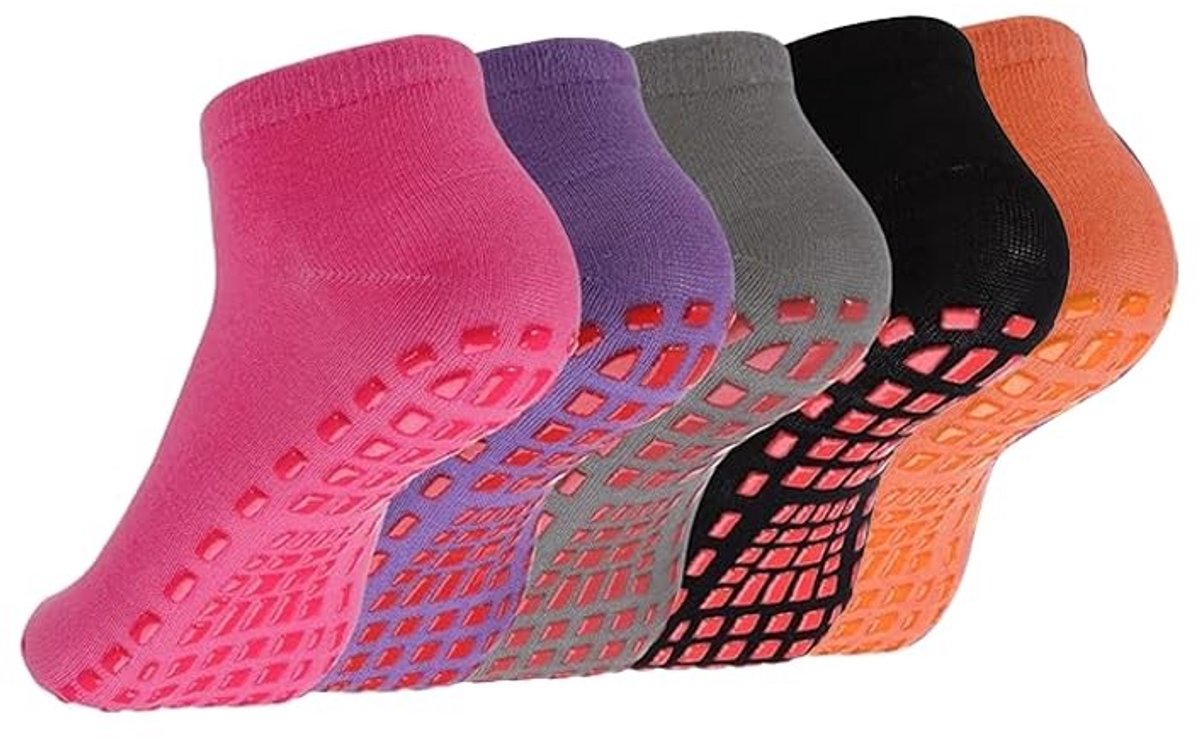 Dailygoods - Antislip Yoga-Pilatessokken - Meerkleurige Yogasokken - Perfecte Grip - Eén Maat - Comfortabele Slipperssokken - Geschikt voor Dames en H...