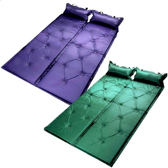 Kampeer Mat - Slaapmat Luchtbed - Buiten slapen - Ingebouwde voetpomp - 180x60cm - Legergroen — afbeelding 2