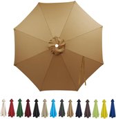Parapludoek - 3 m - 8 baleinen - Vervangend doek - Waterdicht - UV-bescherming - vervangend doek voor parasols buiten - vervangende parasolhoes - Zonnescherm Luifel - parasoldoek voor in de tuin - voor terras/zwembad/zwevende parasol - kaki