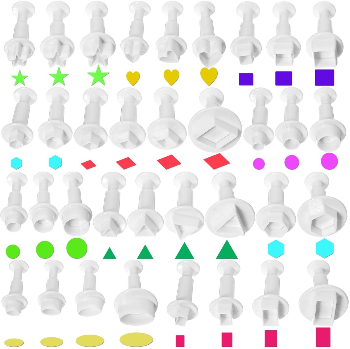 Dailygoods - 35 stuks koekjessnijders Kerstmis fondant uitsteekvormen plunger cutters set siliconen vorm ster mini uitsteekvormen uitwerper stempel fondant uitsteekvormen hart met versieren van ster hart