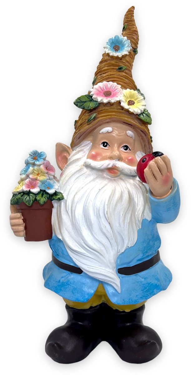 Dailygoods- Tuinkabouter Schattig - Tuinbeelden - Tuindecoratie voor buiten - Woondecoratie - Handgeschilderd - Duurzaam kunststeen - 27 cm