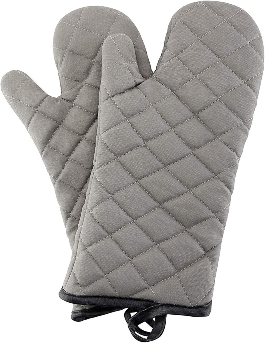 OLOEY Oven Mitts 1 Pair of Quilted Lining-Heat Resistant Kitchen Gloves-Oven Mitt Set-Grey 13 Inches