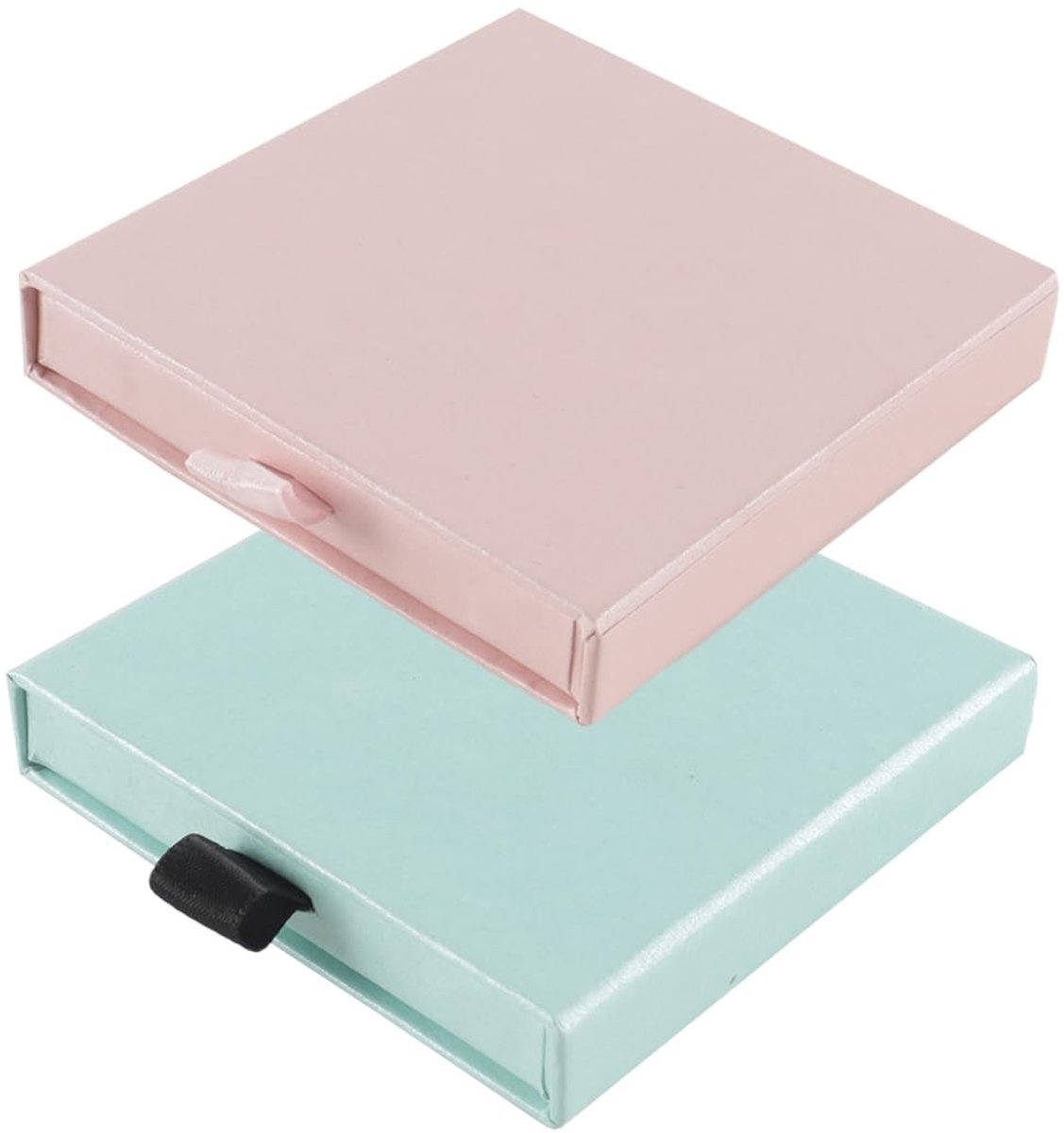 Dailygoods- Geschenkdoosjes 2 stuks - Kleine Sieradendoosjes - 9x9x1,6 cm - Uitschuifbaar Ontwerp - Hoogwaardig Karton - Zachte Vulling - Sieradendoos