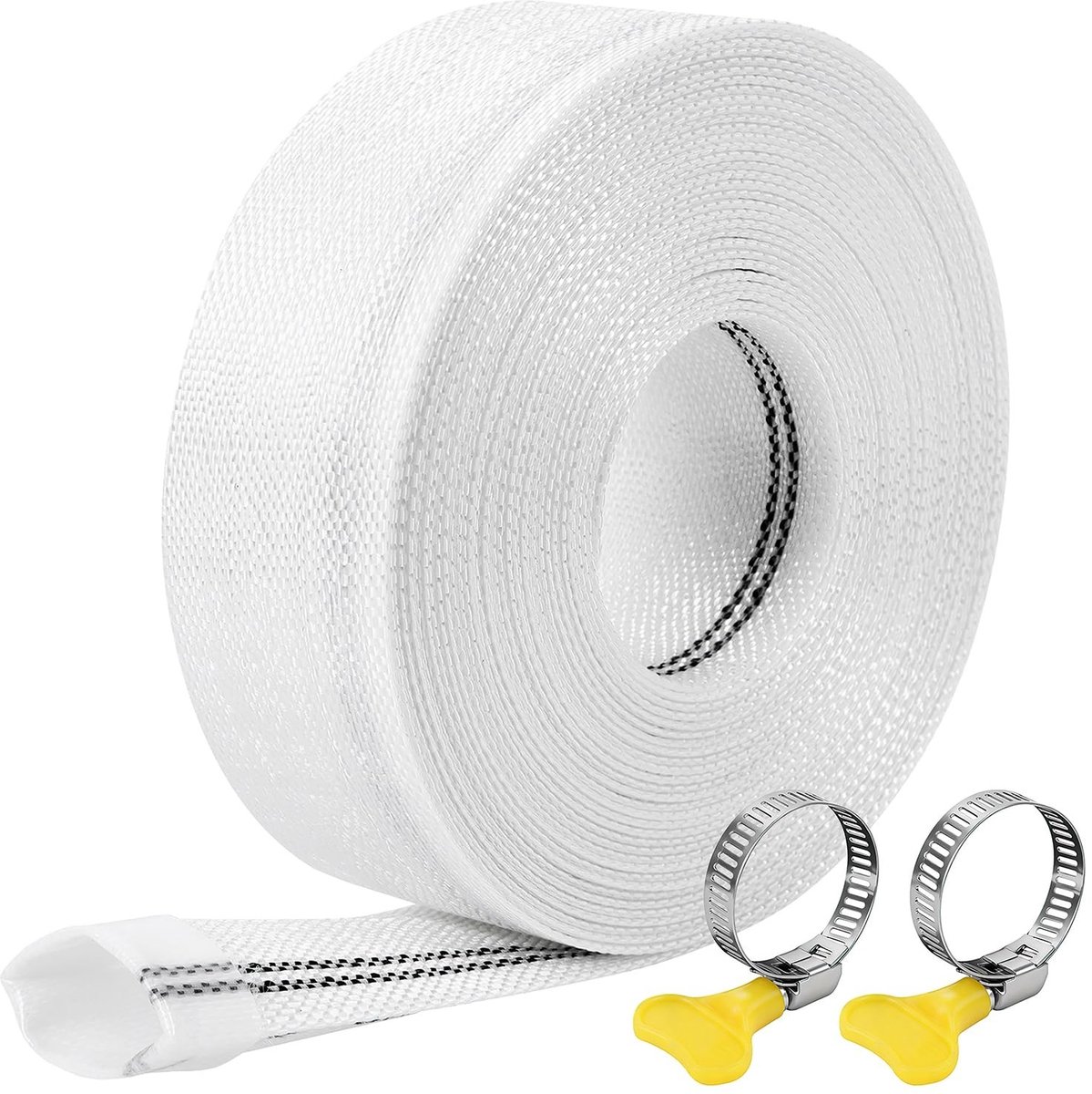 Dailygoods- Slang Geweven - Platte Slang - Pompslang met 2 Clips - Industriële Slang - Bouwslang voor Dompelpompen - Tuinirrigatie 25 mm/10 m - Tuinslang