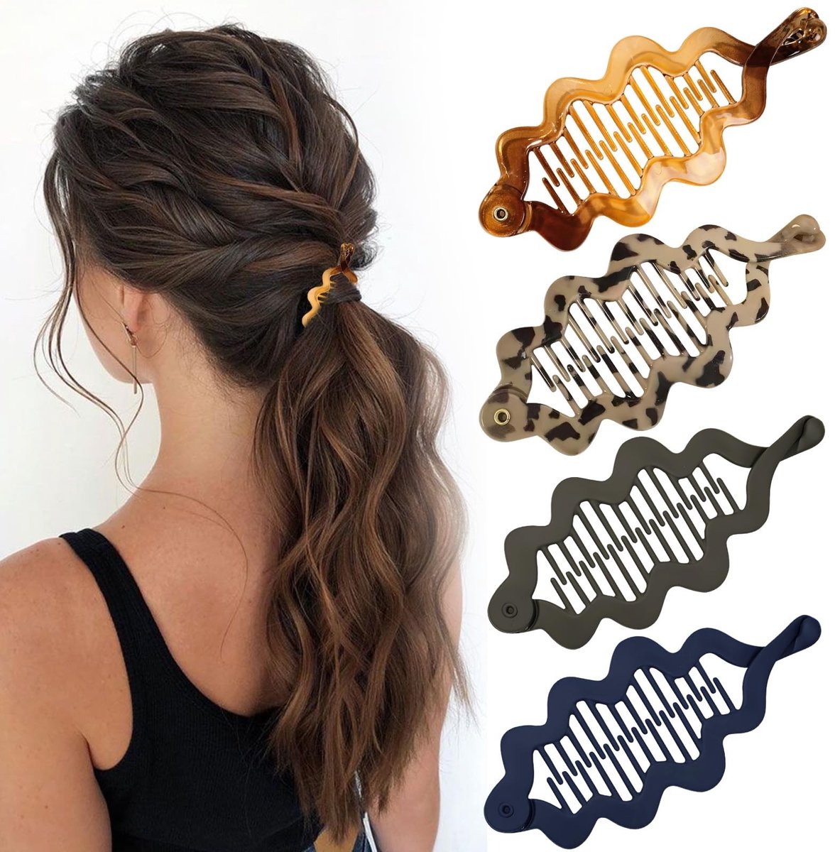 Dailygoods- Bananenklemmen 4 stuks - Acryl Haaraccessoires - Zachte Grip - Stevige Klem - Voor Dames - Geschikt voor Diverse Kapsels - Haarclip