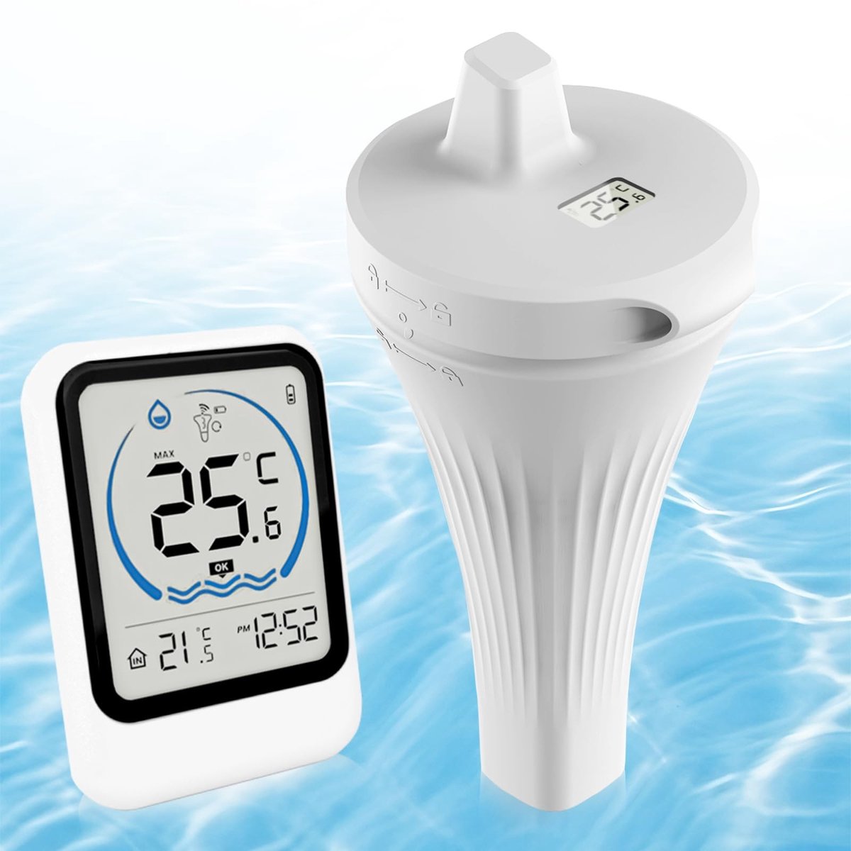 Dailygoods- Zwembadthermometer Digitale IP68 Waterdicht - Drijvende Thermometer - Waterthermometer - Digitale Thermometer voor Zwembaden - Badkuipen - Aquarium