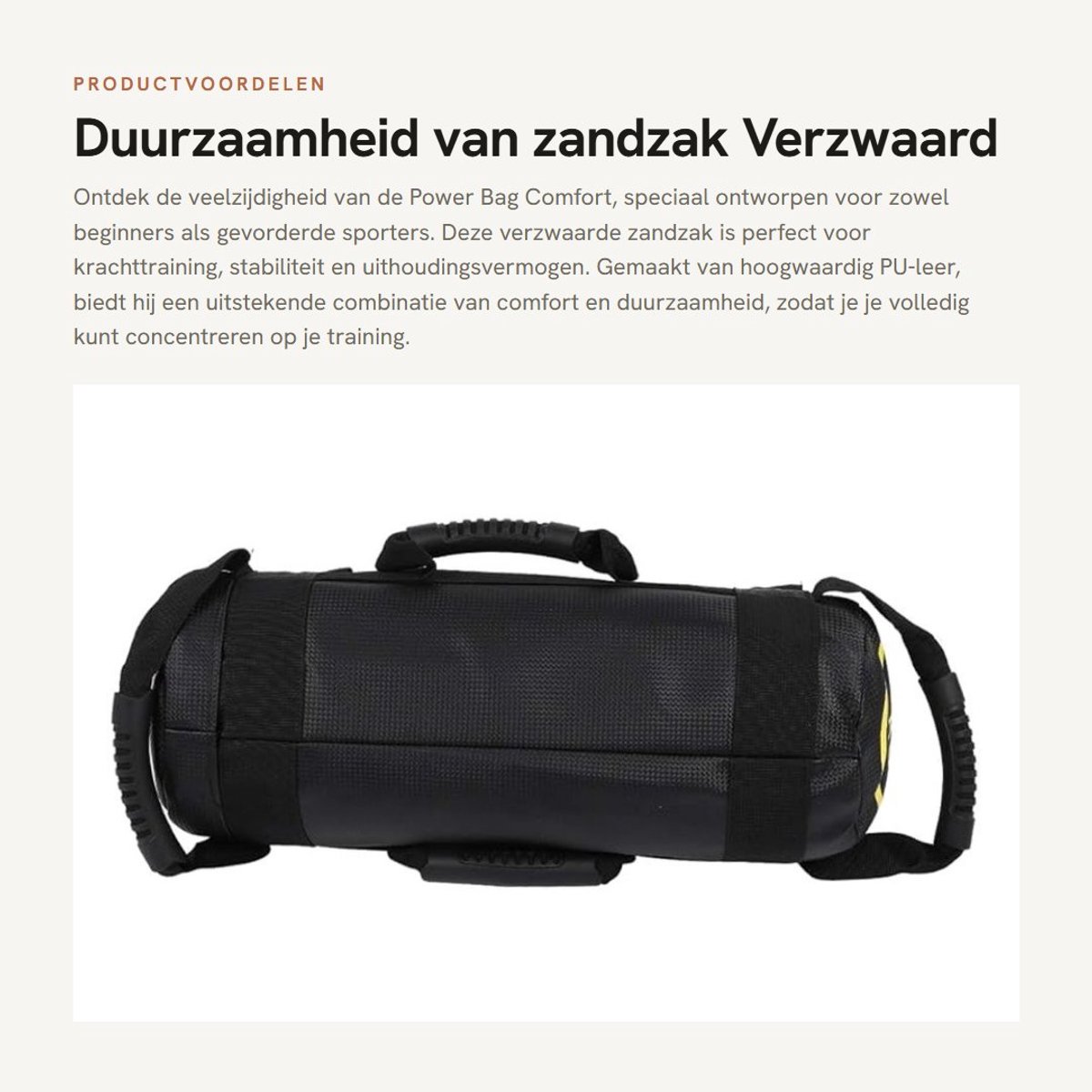 Solidchoice- Zandzak 10kg - Duurzaam PU-leer - Gewichthefzak - Vochtbestendig - Voor krachttraining - Optimaal comfort