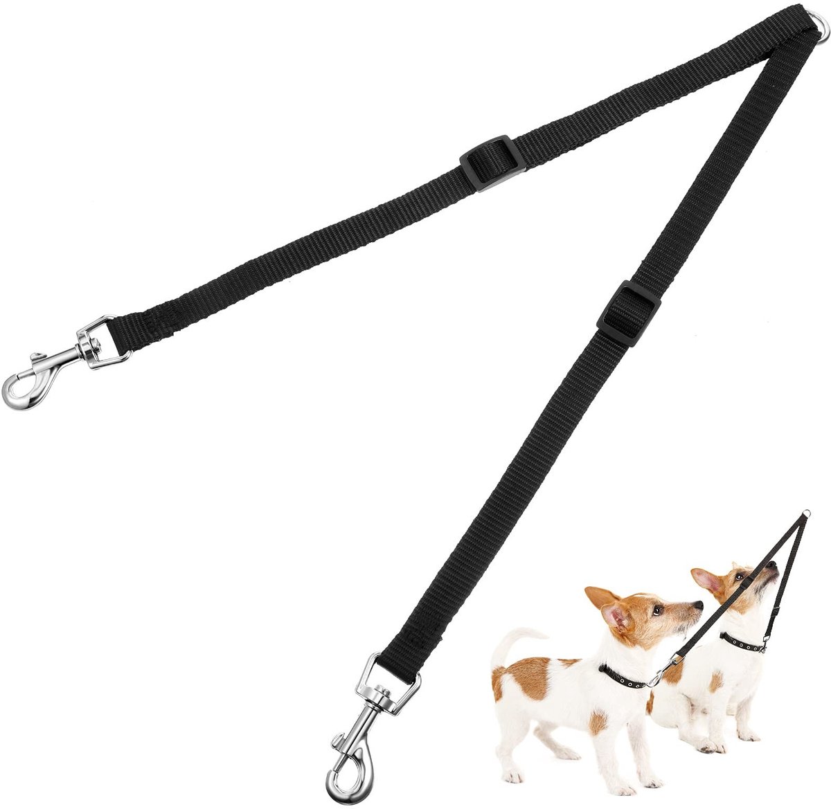 Solidchoice- Huisdiertrainer Lijn Verstelbaar - Dubbele Hondenverdeler - Trekgereedschap - Nylon - 30-50 cm - Cadeau-idee - Hondenriem