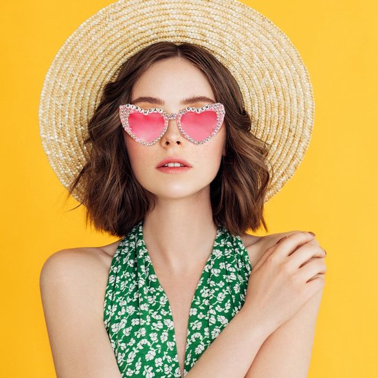 Solidchoice- Zonnebril Roze Hartvormig - Verjaardag Zonnebril - Cat Eye Zonnebril - Feest Zonnebril - Lichtgewicht - Duurzaam Montuur - Feestzonnebril van Solidchoice — afbeelding 3