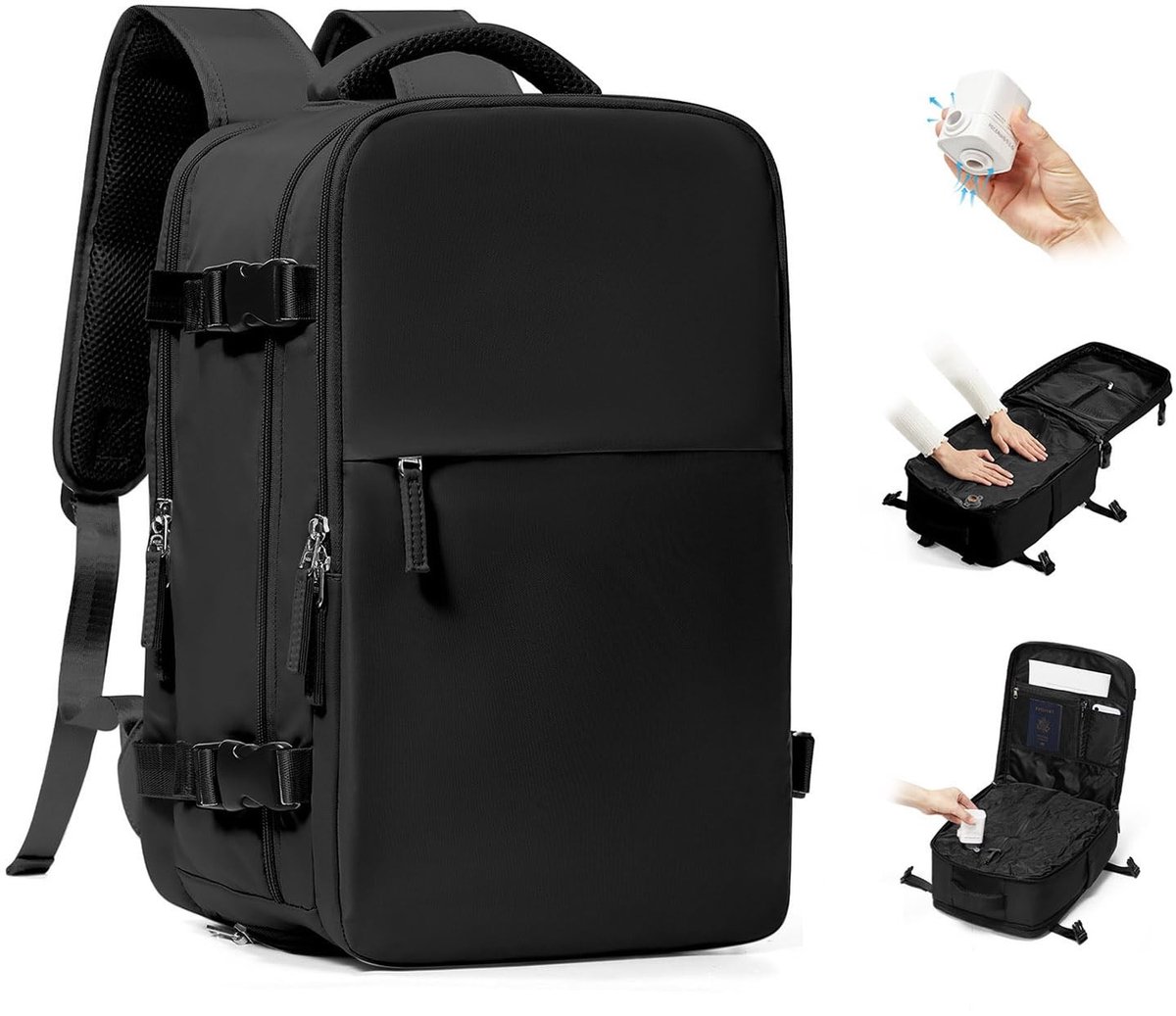 Solidchoice- Rugzak Vacuümcompressie 40x30x20 - Handbagage - Waterdicht - Laptopvak - Dames - 50% Extra Opslagruimte - Reistas