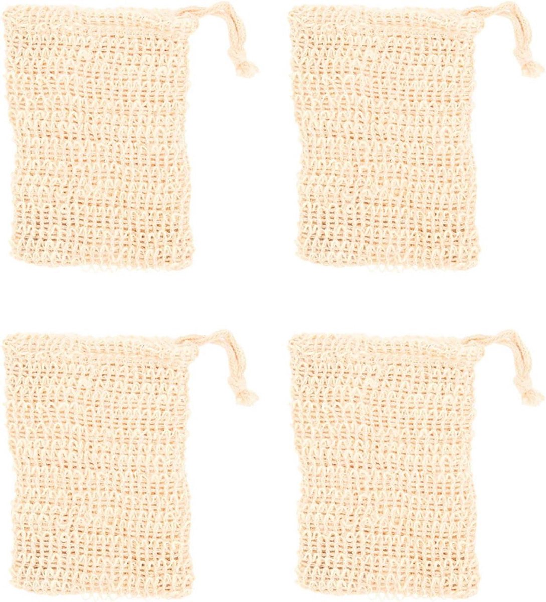 Douchezak Sisal - Zeepzakje Natuurlijk - Huid Reinigen - Zacht Scrubben - 200 Stuks - Beige