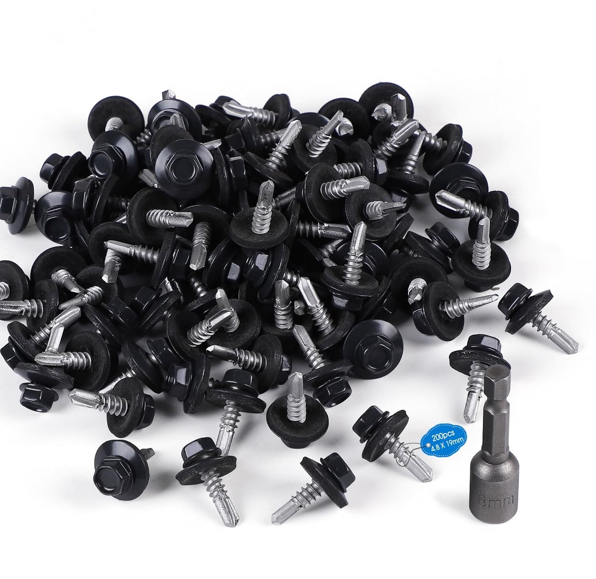 Zelftappende Schroeven M4.8 x 19 mm - 200 Stuks met Dichtingen