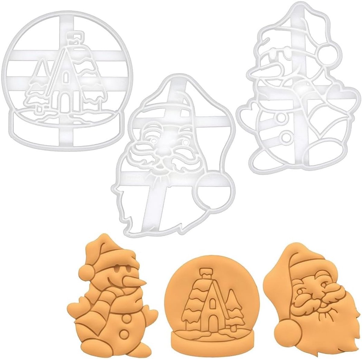 Set van 3 Kerst Koekjesuitsteekvormen van Plastic voor het Maken van Decoratieve Koekjes