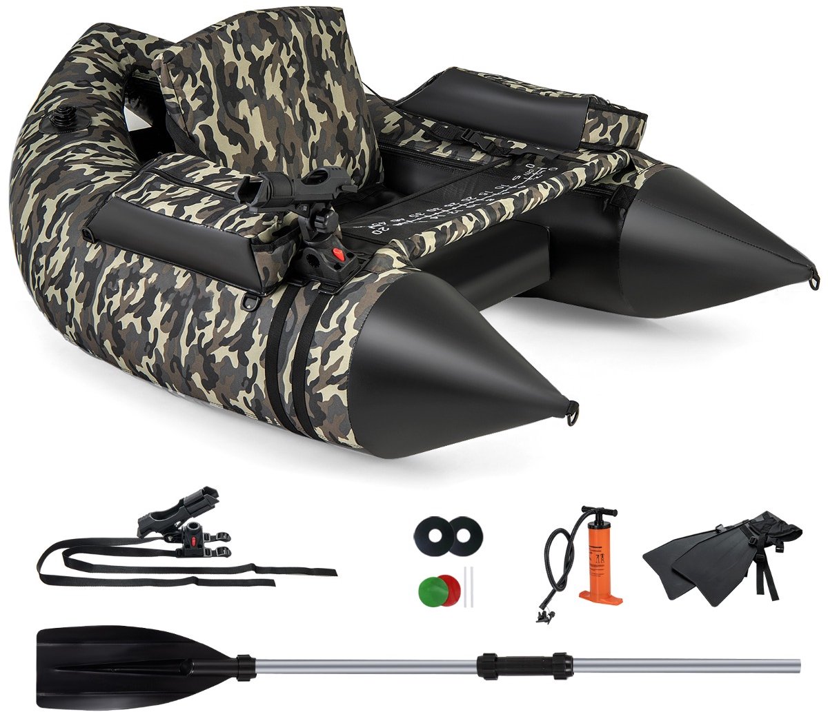 SureDeal® - Watersport - Opblaasbare Rubberboot Vissersboot - Vinnen Visliniaal Hengelhouder - 150x110x48 cm - Camouflage