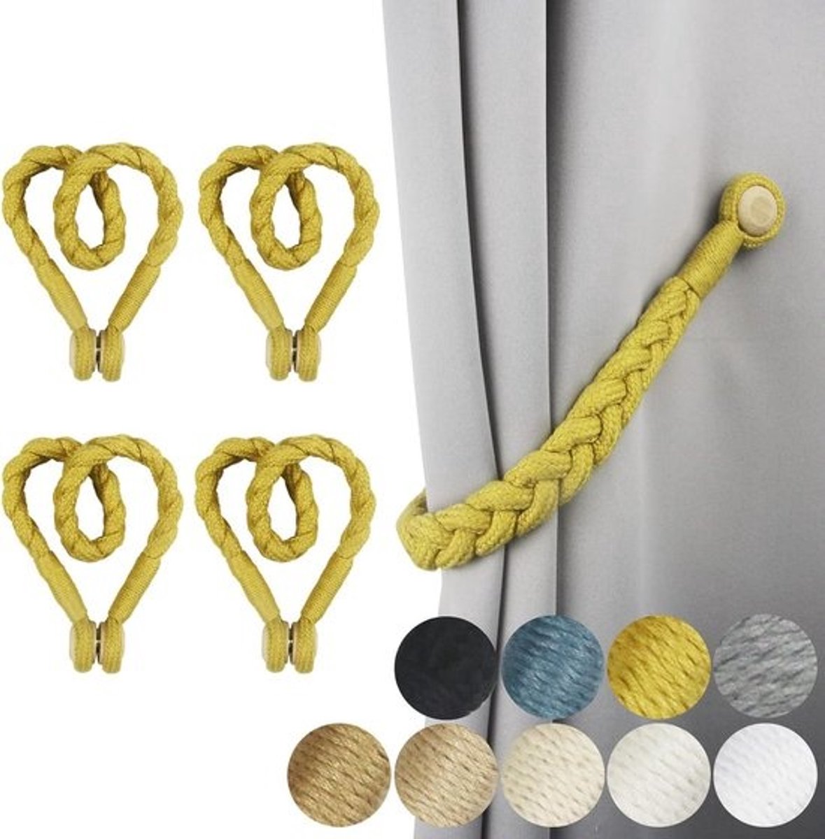 Gouden Gordijn Tiebacks - Gordijn Hangers - Decoratie Ramen - Magnetisch Sluitingssysteem - 4 stuks - Goud