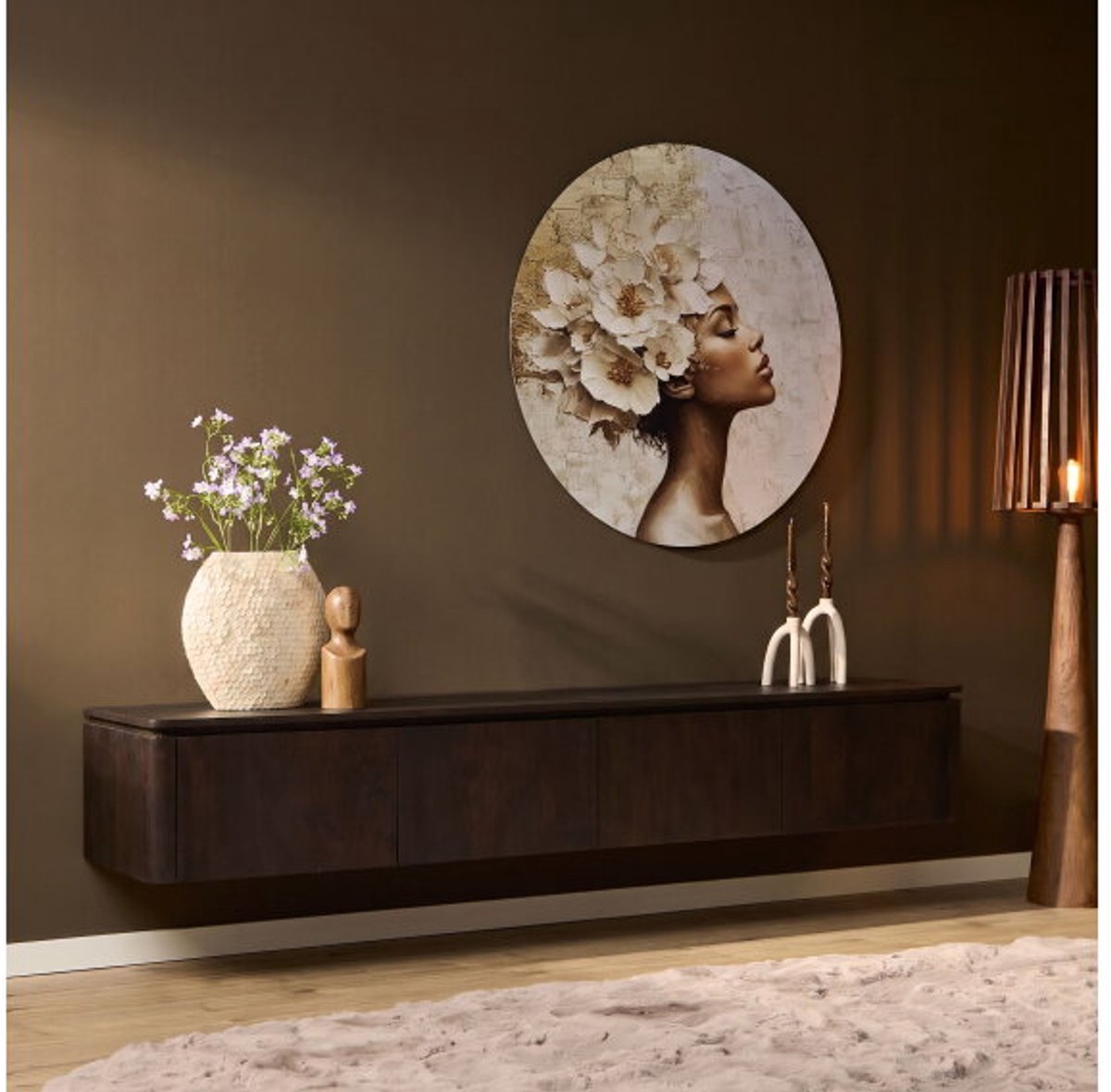 Starfurn - Zwevend tv-meubel Dallas mangohout 210 cm - bruin