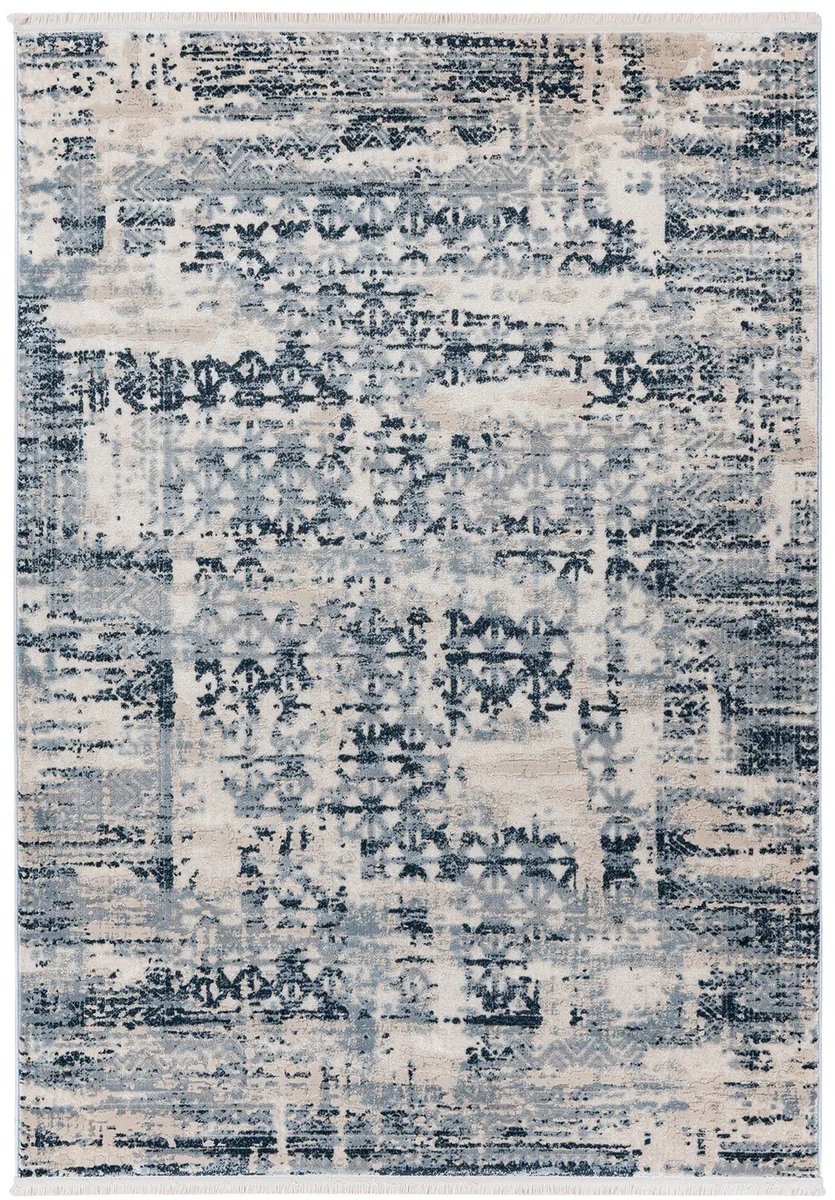 Dutch XXL Vintage Vloerkleed | Tapijt | Adela | Geometrisch | Blauw | 120x170 cm