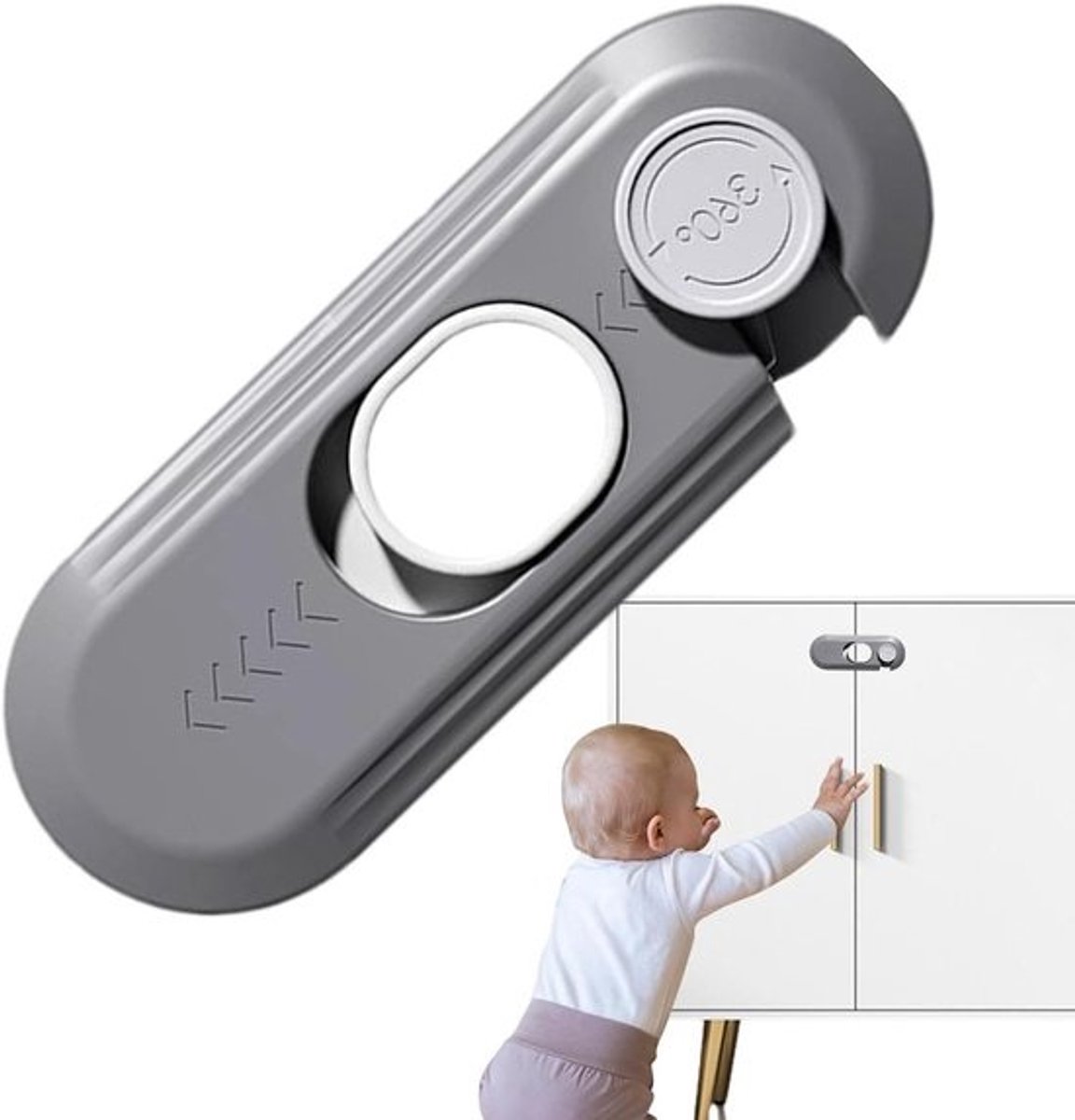 Kastsloten Baby Proofing - Kindersloten Deuren - Veiligheid Thuis - Dubbel Ontgrendelingsmechanisme - 10 cm - Grijs